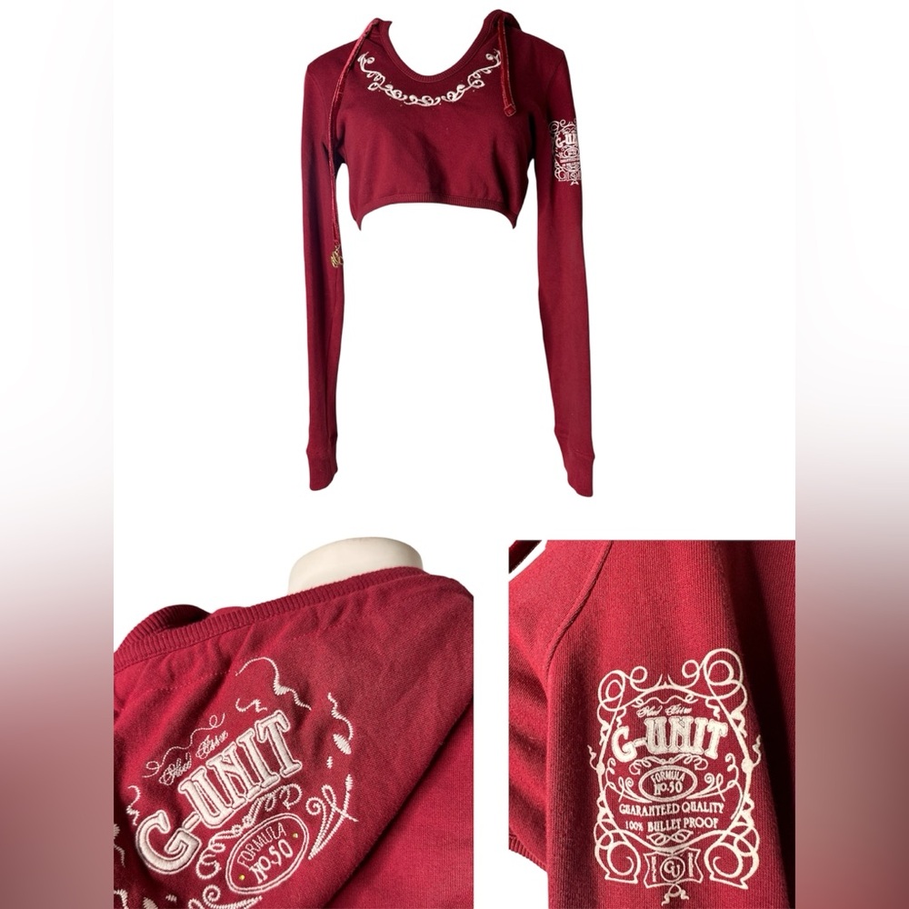 G-Unit Dark Red Crop Top Hoodie Small